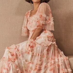 needle & thread ruby bloom gown butterfly blush BHLDN size 8